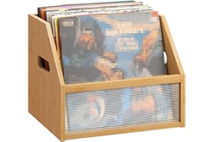 GHWIE Trapezoidal LP Record Storage Holder with Handle, Great for Storing Vinyl Records/Albums, Folders, Books, Toys and Clothes, Natural