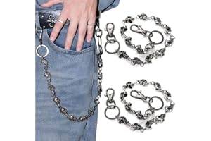 Covzoe 2 Pack Trouser Chains, Heavy Duty Skull Wallet Pant Chain with Both End Lobster Clasps, Punk Goth Pocket Chain for Men Women, Biker Keychain for Jeans, Belt Loop, Purse, Handbag