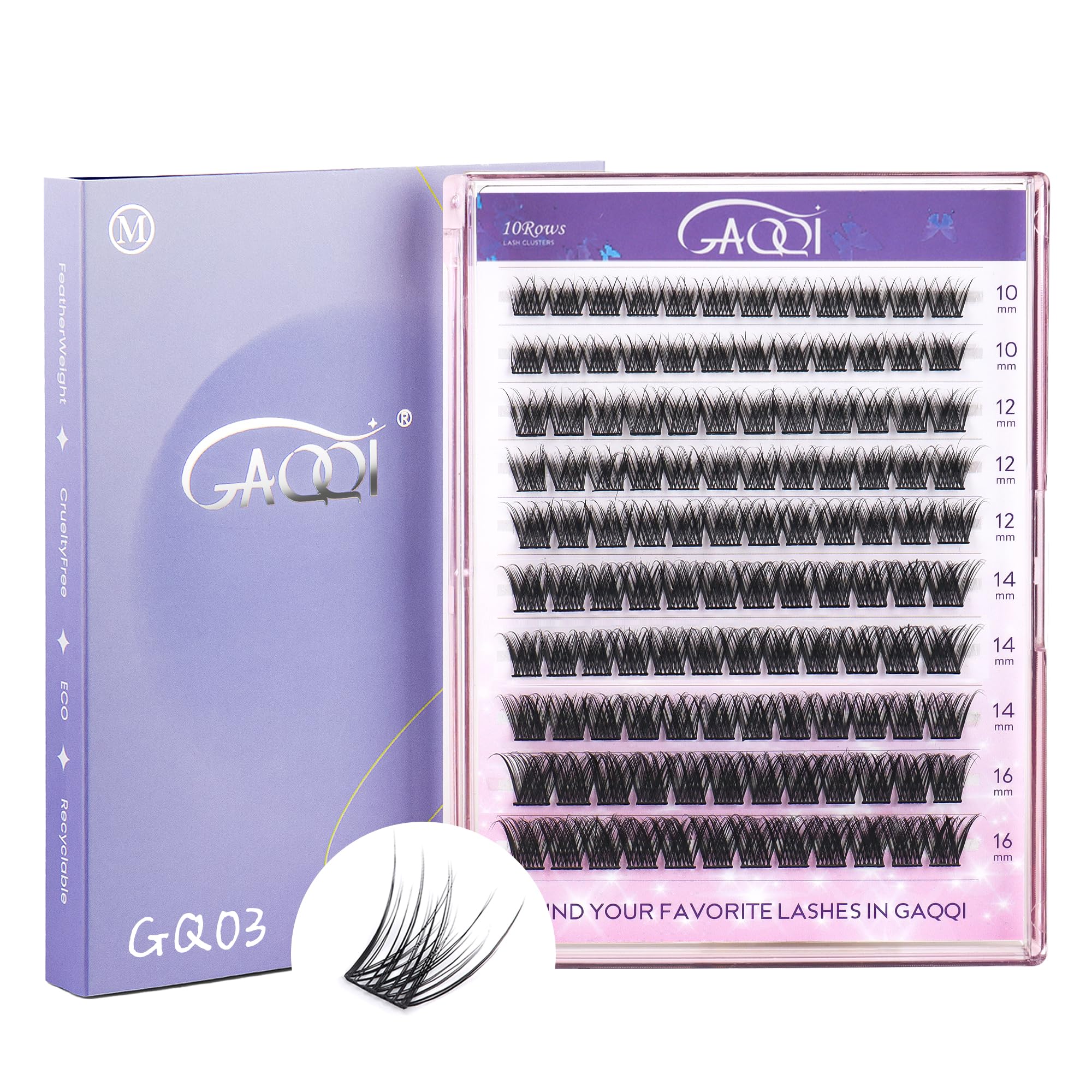 GAQQI Cluster Lashes 120pcs Diy Lash Extensions Soft Natural False Lashes C Curl Mix Individual Lashes Clusters Eyelashes At Home(GQ03-C Mix) — image 1