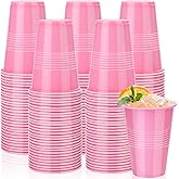 Kochorie 50 Pack Disposable Plastic Cups 16 Oz Solid Color Drinking Cups Party Supplies Strong and Sturdy Drinkware Cup For Birthday, Wedding, Baby Shower, Gender Reveal Party& Daily Use, Pink