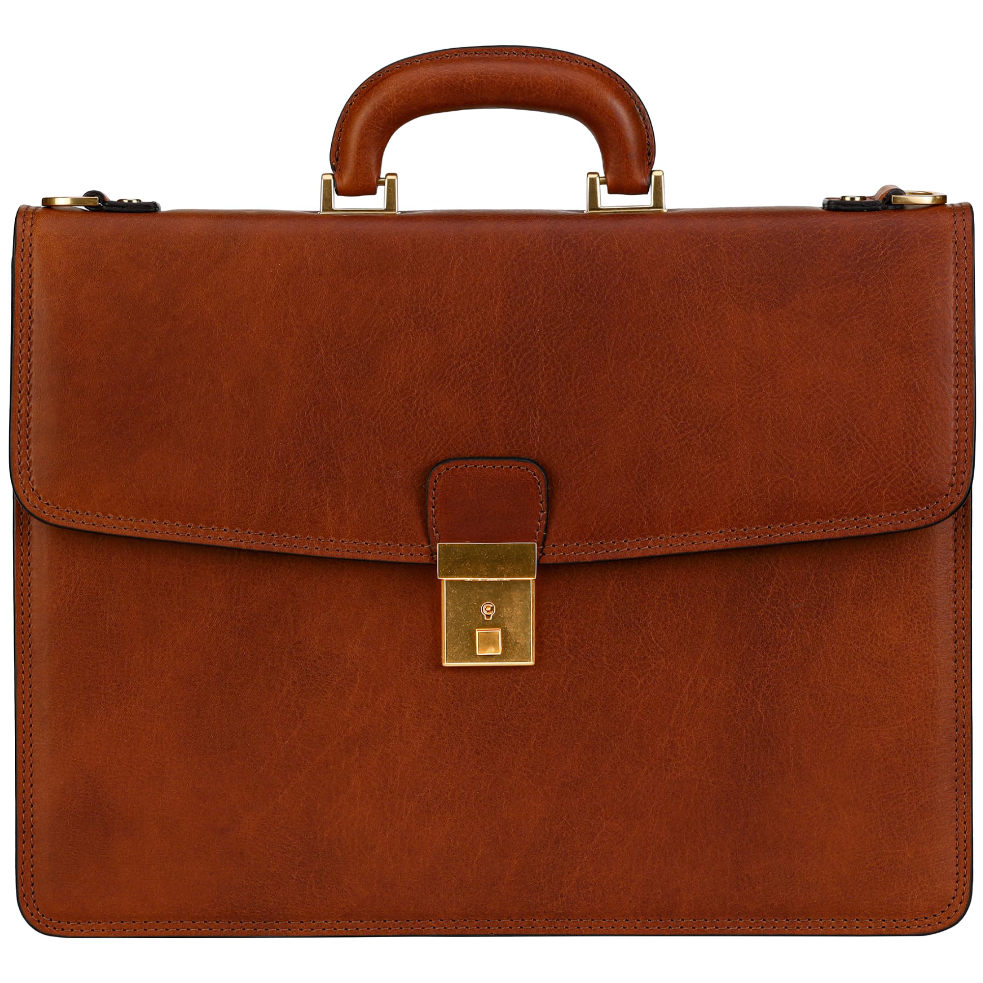 Time Resistance Leather Briefcase Full Grain Leather Attache Case Handmade Brown Laptop Bag