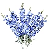 MINYULUA 6pcs Artificial Delphinium Flowers Blue