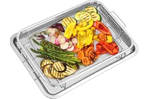 ERICAIR Air Fryer Basket for Oven, 18.9" x 13.1" Stainless Steel Oven Air Fryer Basket and Tray, Large Capacity Air Fryer Tray, Non-stick Mesh Basket Set for Bacon, Fries, Chicken, Vegetables, etc.