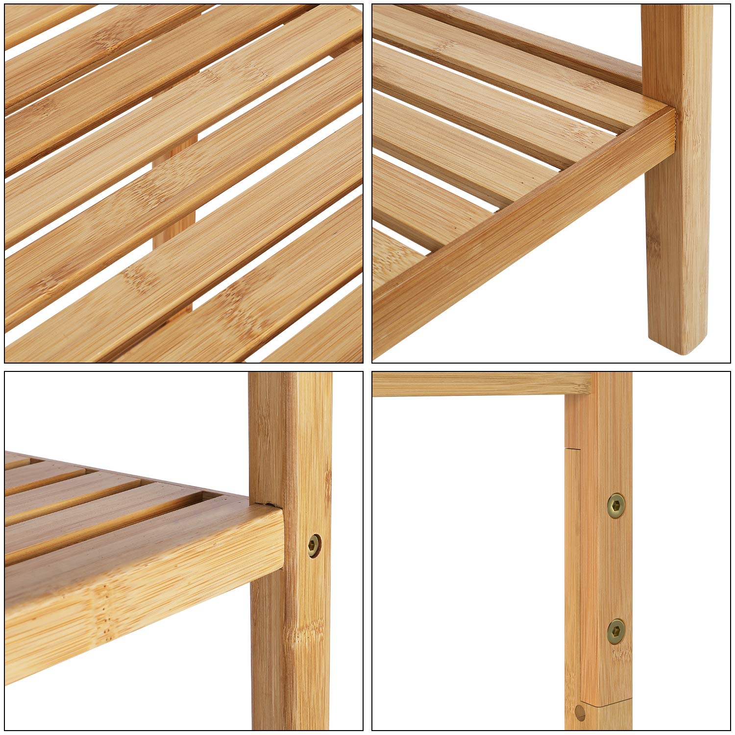 Homfa Bambus Badezimmerregal schmal Badregal mit 5 Ebenen Küchenregal verstellbar 33x33x146.3cm