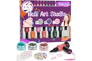 Tudaymol Nail Art Studio for Girls - Nail Polish Kit for Kids Ages 6-12 Years Old,Non-Toxic Peel-Off Safe Quick Dry Nail Poli
