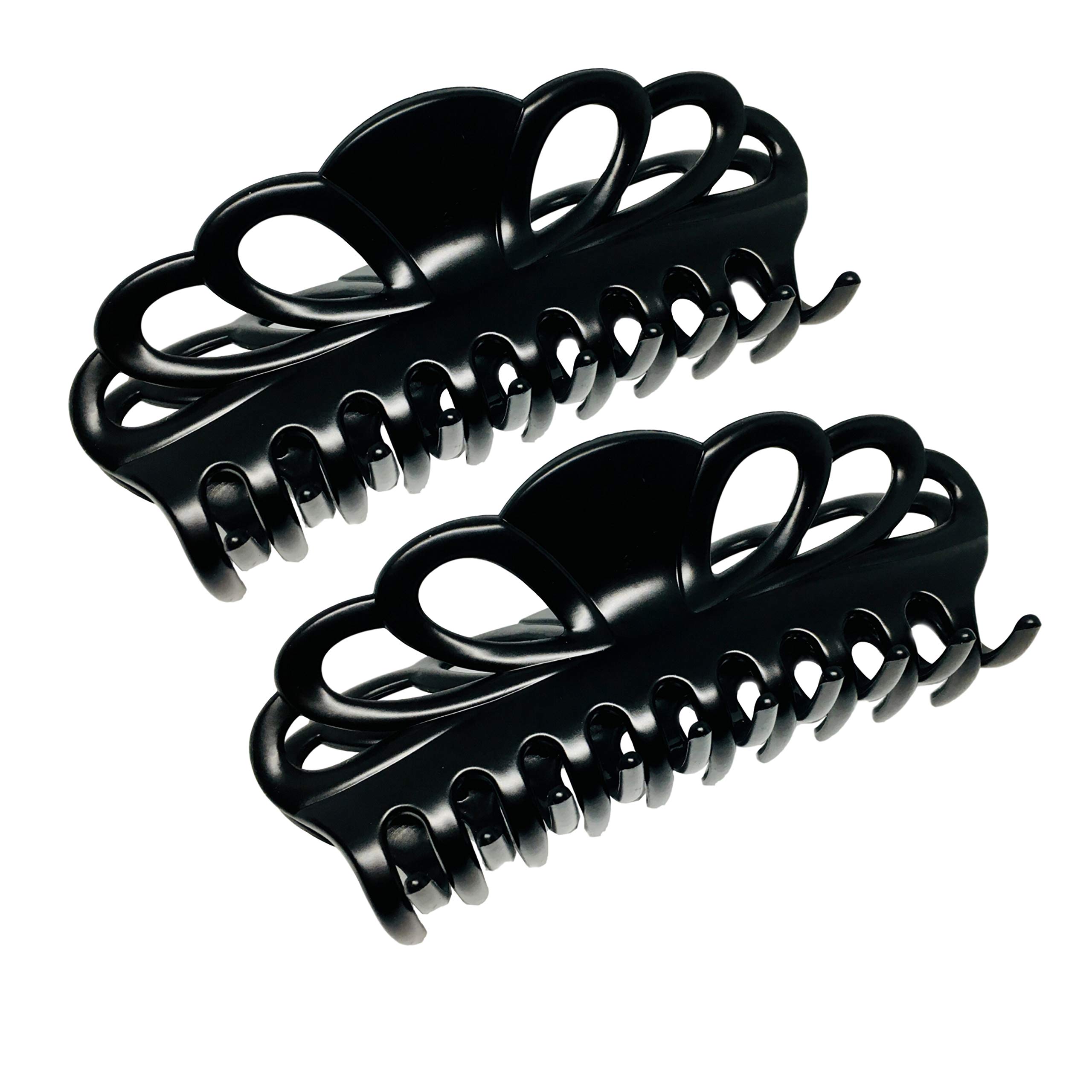 Marrie Extra Large Hair Claw Clips for Women Thick Long Curly Hair Nonslip Jumbo Strong Big Hold Jaws Clip Clamp Grip French Hair Styling Accessories 5.8 Inches Long (Black x 2)