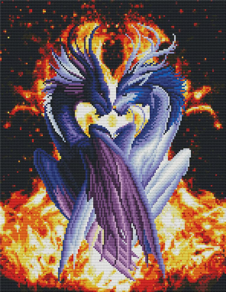 Abillyn Embroidery Cross Stitch Kits Two Black and White Lover Dragons Stamped with Printed Pattern Starter Kit (Two Dragons)
