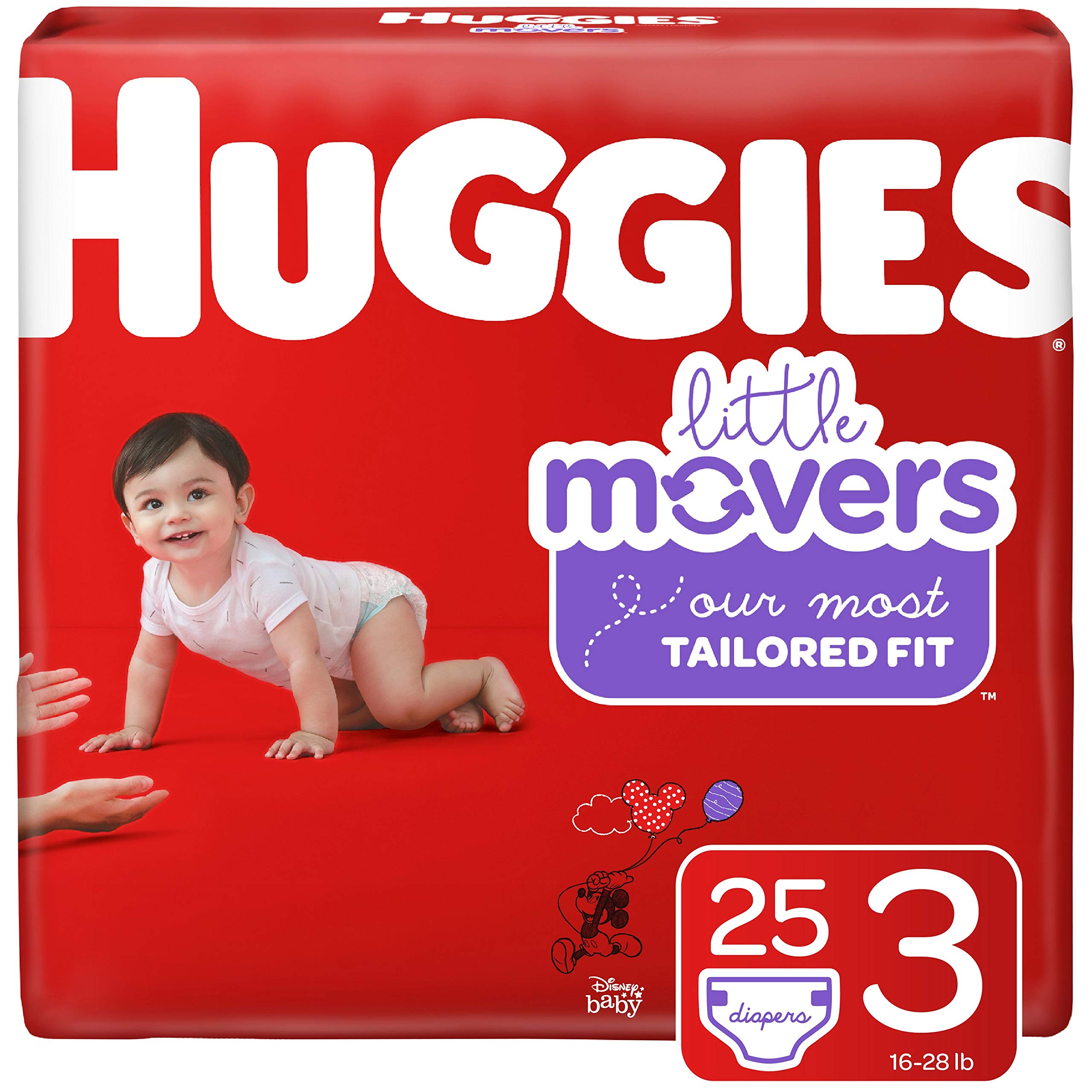 Photo 1 of HUGGIES Little Movers Diapers, Size 3 (16-28 lb.), 25 Ct. (Packaging May Vary) for Active Babies