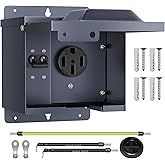 Joinfworld 50 Amp RV Power Outlet Box with Breaker, Weatherproof 125/250V UL Listed NEMA 14-50R RV Receptacle, Lockable Electrical Power Box for RV Camper Trailer Motorhome