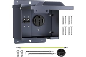 Joinfworld 50 Amp RV Power Outlet Box with Breaker, Weatherproof 125/250V UL Listed NEMA 14-50R RV Receptacle, Lockable Elect