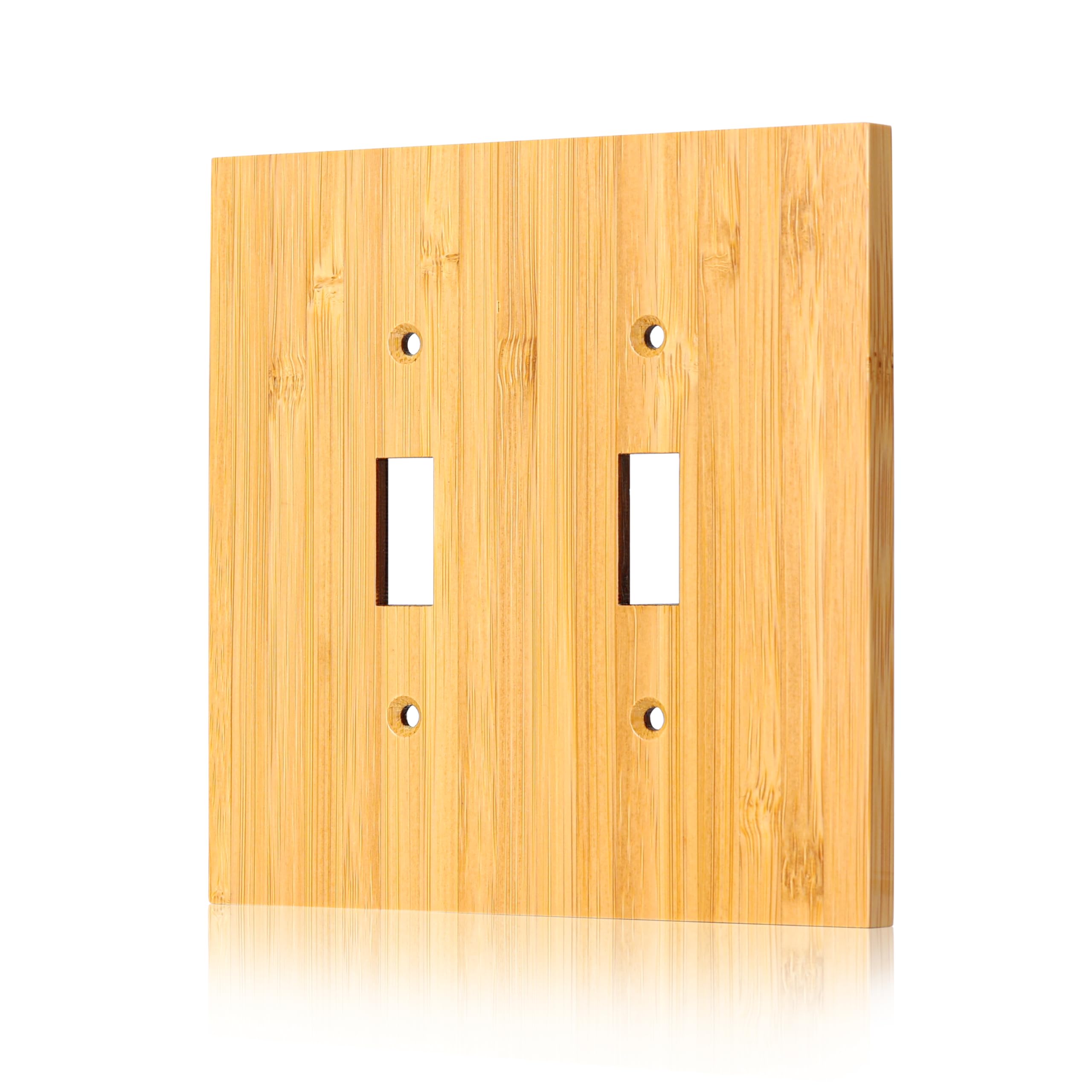 Photo 1 of 1PC Raw Wood Light Switch Cover 4.8" X4.8" Decorative Bamboo Wall Plate Quality Light Switch Plate Cover Duplex Toggle Outlet Plate Wall Plate Cover