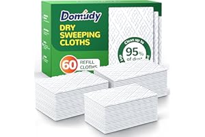 DOMUDY 60 Count Dry Sweeping Cloths Refills for Swiffer Sweep + Mop, 4X Clean Power Sweeper Mop Pads to Clean Hair, Dirt, Dust, Disposable Unscented Dry Cloths Refills for Mopping Home, Bathroom, Kitchen