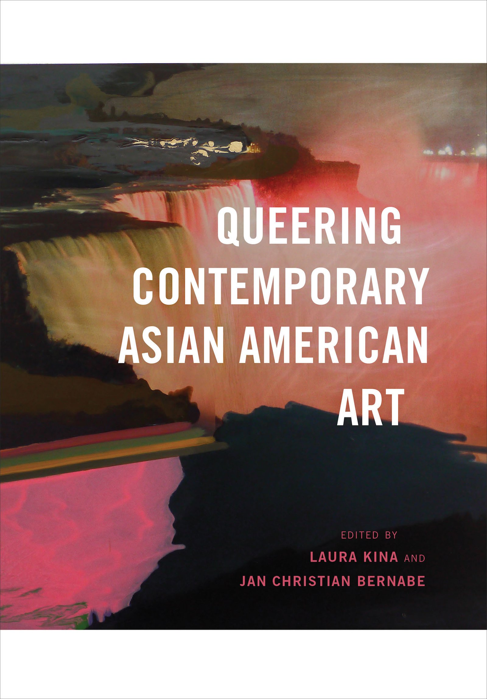 The cover ofQueering Contemporary Asian American Art. The background is a landscape image with waterfalls.