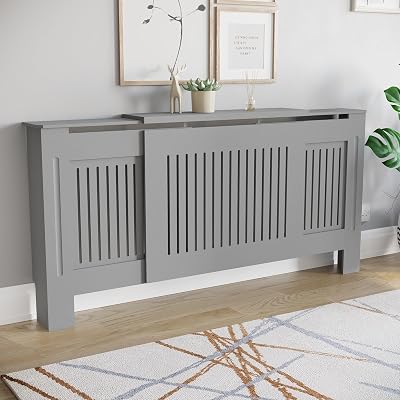 Vida Designs Chelsea Radiator Cover Olive Grey Adjustable H80xW130-194xD16