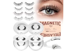 Higu clace Magnetic Eyelashes, Magnetic Lashes with Applicator Natural Look Reusable Eyelashes Wispy 3D Eyelashes, No Glue Ne