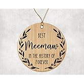 QPTADesignGift Best Meemaw Ornament - Best Meemaw Christmas Ornament -Best Meemaw in The History of Forever Ornament - Family Ornament - Gift for Meemaw - Meemaw Ornament Printed on Both Sides