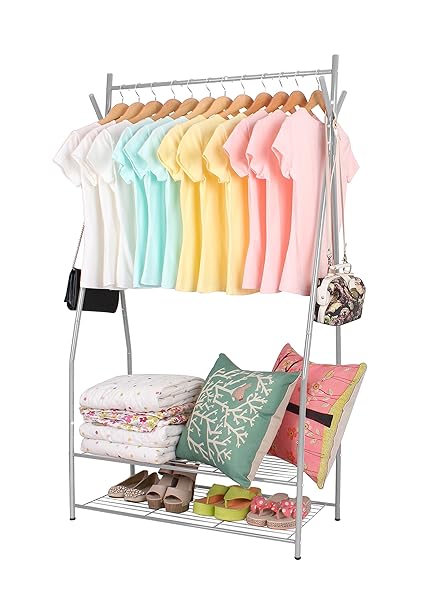 Harima Garth Grey Powder Coated Metal Wardrobe Garment Rack