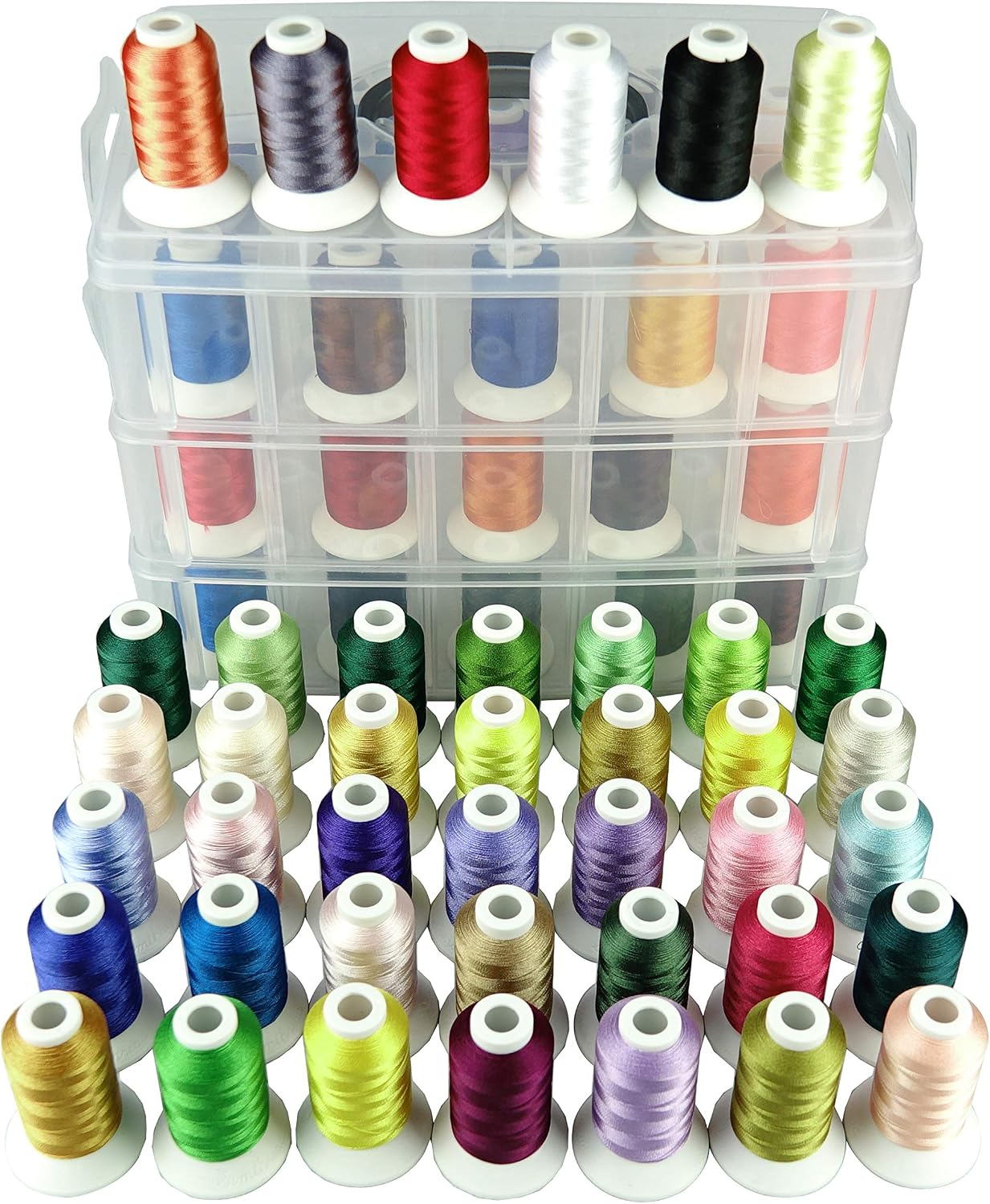 Simthread Machine Embroidery Thread Polyester 63 Colors with Plastic Storage Box for Embroidery Sewing Machines - Image 3