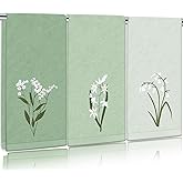 FYSUIMU 3Pcs Sage Green Hand Towels 29.5 x 13.7 Inch Gradient Green Floral Embroidered Cotton Bath Towels Greenery Absorbent Bath Towel Bathroom Farmhouse Decor for Hand Drying Cleaning Cooking