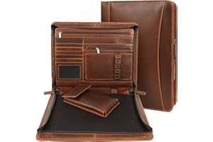 Leather Portfolio Organizer Folio Leather Padfolio Portfolio Binder Portfolio Folder Leather Portfolio for Men Women Business Notebook Cover Resume Folder Legal Pad Portfolio Notebook Holder - ELIZO