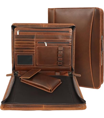 Amazon.com : ELIZO Leather A5 Portfolio Padfolio Folio A5 Notebook