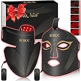 Onisdin Red Light Therapy Mask Set, Five-Level Brightness Adjustment for Face and Neck, 630nm Infrared Light + 850nm Near-Infrared LED Therapy Phototherapy, Portable Mask with Power Storage, Black