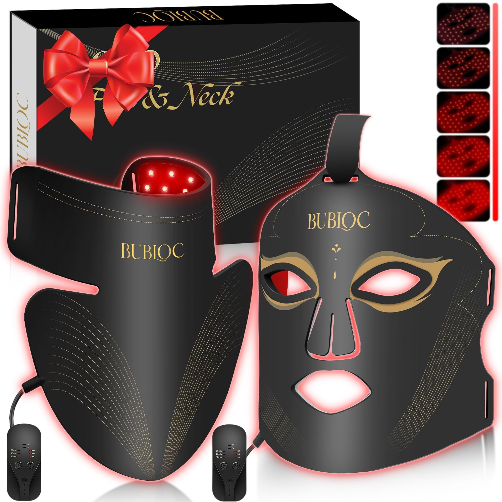 Photo 1 of Onisdin Red Light Therapy Mask Set, Five-Level Brightness Adjustment for Face and Neck, 630nm Infrared Light + 850nm Near-Infrared LED Therapy Phototherapy, Portable Mask with Power Storage, Black
