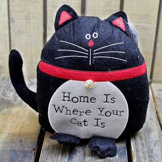 Black Cat Door Stop Felt Fabric Home Is Where Your Cat Is Amazon.co.uk Kitchen & Home