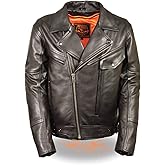Men's Motorcycle Police Style Butter Soft Leather Jacket Double Pistol PETE New (S Regular)