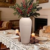 Tall Ceramic Vase 12 Inch Neutral Textured Vase,Cream Ceramic Vase for Home Decor,Farmhouse Tall Ceramic Flower Vase for Dining Table,Living Room,Kitchen,Bedroom,Entryway