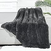 GONAAP Fuzzy Faux Fur Throw Blanket Dark Grey Super Soft Cozy Plush Fuzzy Shaggy Blanket for Couch Sofa Bed (Dark Grey, Throw(50"x60"))