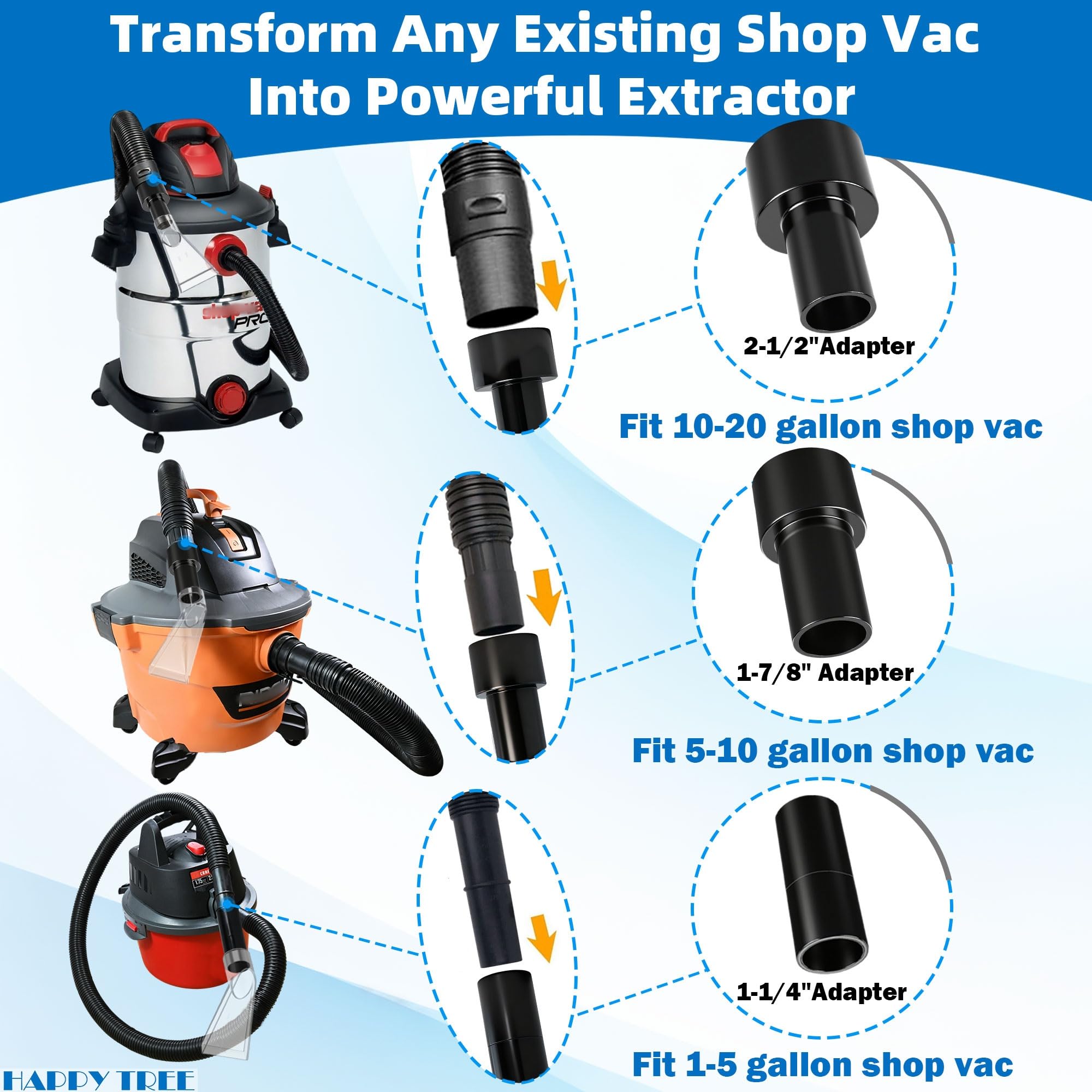 Happy Tree Universal Fits All Brands' Shop Vacs with 2-1/2