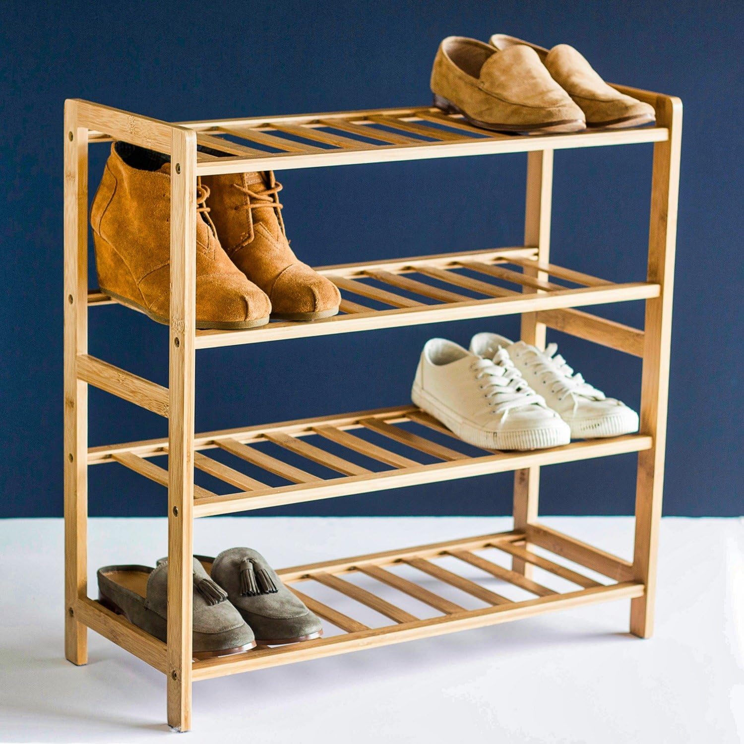 Best Bamboo Pine Solid Wood Shoe Rack, Natural