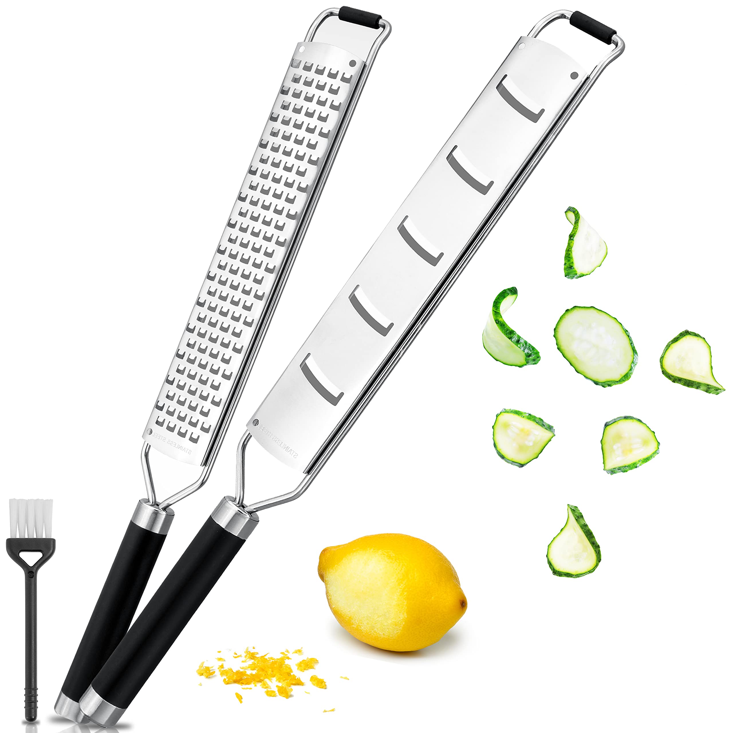 Exitoso Stainless Steel Mandoline Slicer, Parmesan Cheese Grater, Lemon Zester - Multifunctional, Dishwasher Safe, Razor-Sharp Blade - Perfect Kitchen Gift