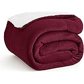 Bedsure GentleSoft Sherpa Fleece Twin Size Blanket for Couch, Non-Heated, Thick and Warm Throw for Girls and Women, Soft Fuzzy Plush Twin Christmas Blanket for Winter, Burgundy, 60x80 Inches