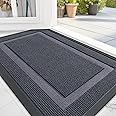 OLANLY Front Door Mat Indoor Outdoor Entrance, Waterproof All-Season, All-Weather Doormat, Sturdy Natural Rubber, Fade Resistant, Low Profile, Easy Clean Patio Porch Entryway Mat, 59x35, Light Grey