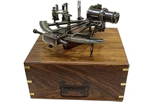 NAVIROCK German Model Black Antique Sextant Navigation Instrument Sextante Navegacion Marine Sextant with Wooden Box