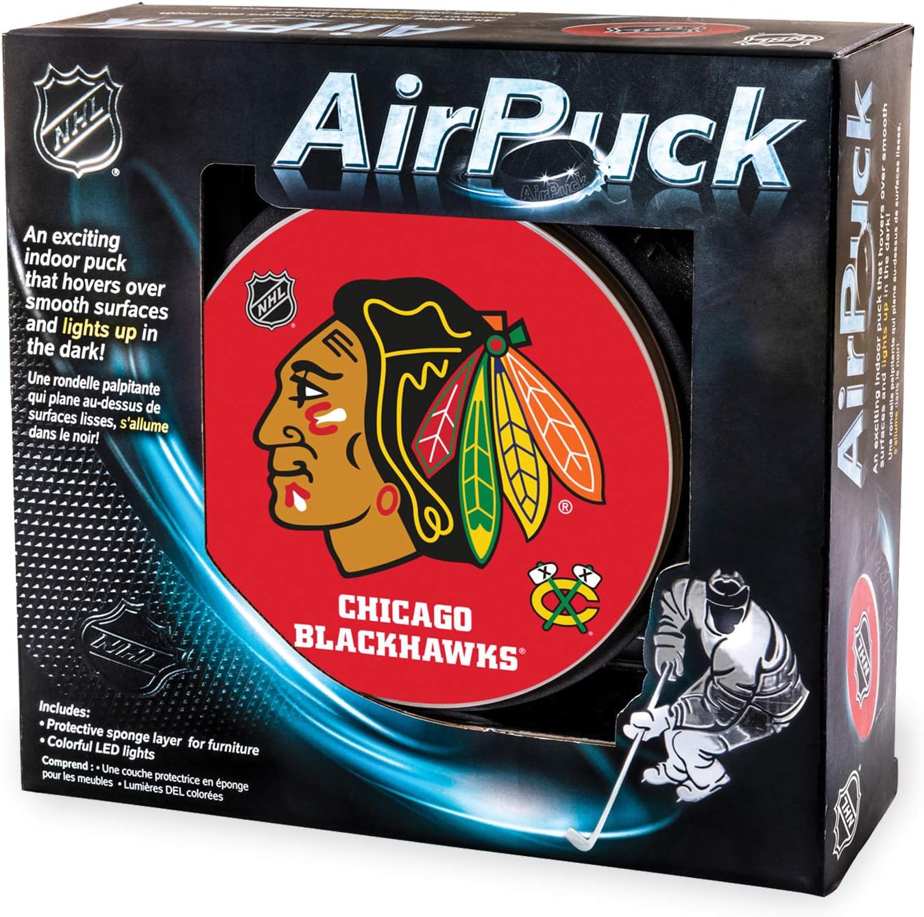NHL Hockey Air Pucks Chicago Blackhawks Hockey Team - LED Hockey Puck & Indoor Hockey Pucks - Air Hockey Games for Kids - Fun Kids Hockey Toys : Sports & Outdoors