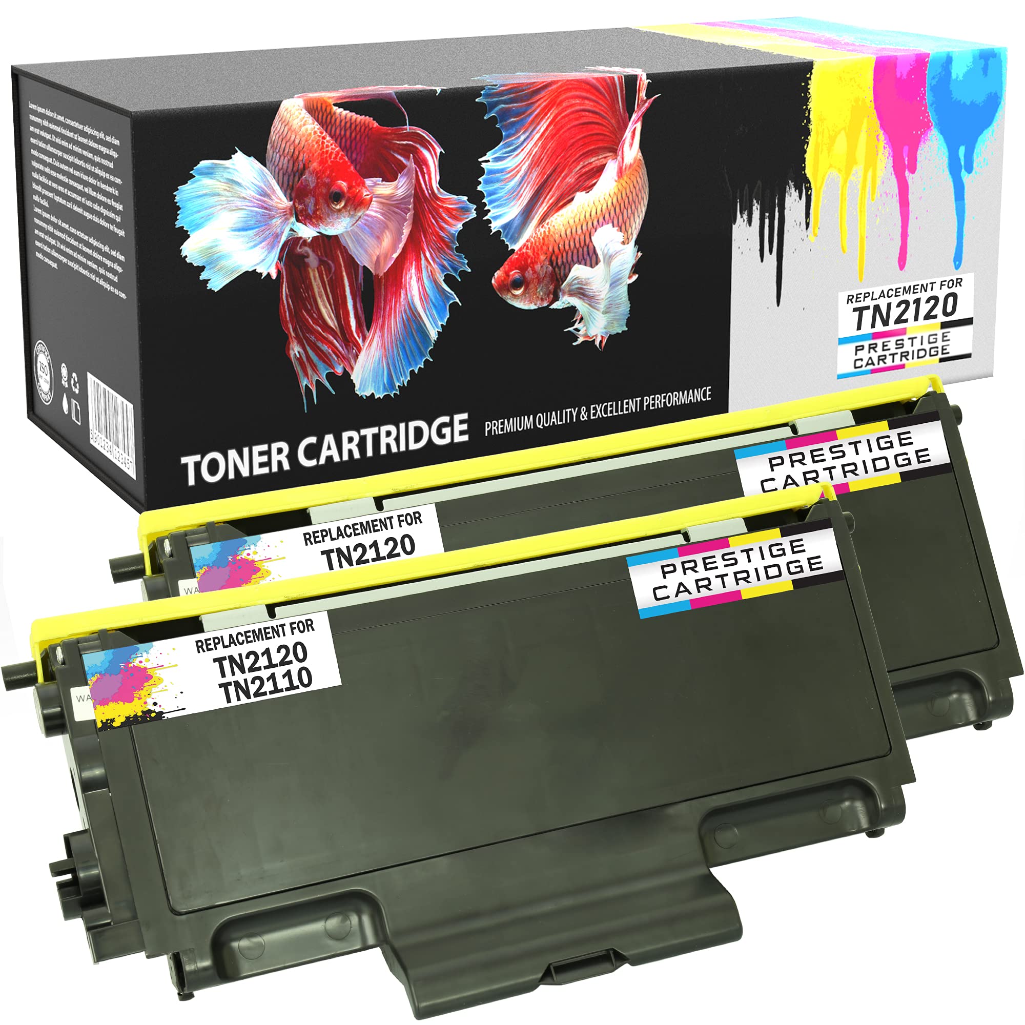 Prestige Cartridge TN2120 TN2110 Pack of 2 Laser Toner Cartridges Compatible with Brother HL-2140 HL-2150 HL-2170 HL-2170W DCP-7030 DCP-7040 DCP-7045N MFC-7320 MFC-7340 MFC-7345DN MFC-7440N MFC-7840W