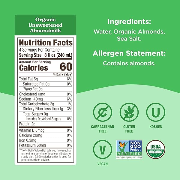 CALIFIA FARMS – ORGANIC UNSWEETENED ALMOND MILK, 32 OZ (PACK OF 6), DAIRY FREE, VEGAN, PLANT BASED, KETO, VEGAN, GLUTEN FREE, NON GMO, USDA ORGANIC
