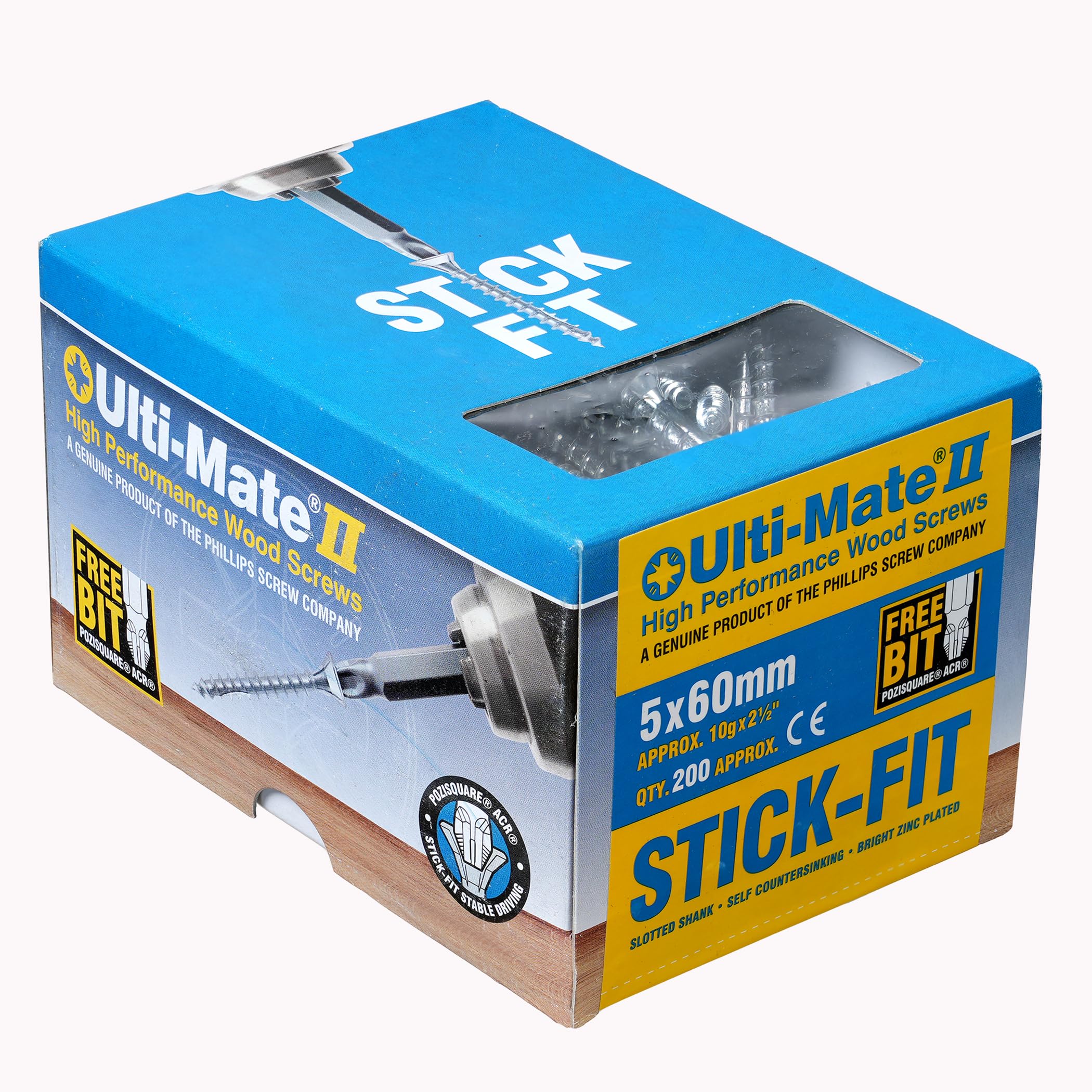 Ulti-Mate Woodcrews - Bright Zinc Plated - 5.0 x 60mm - Box of 200 — image 1