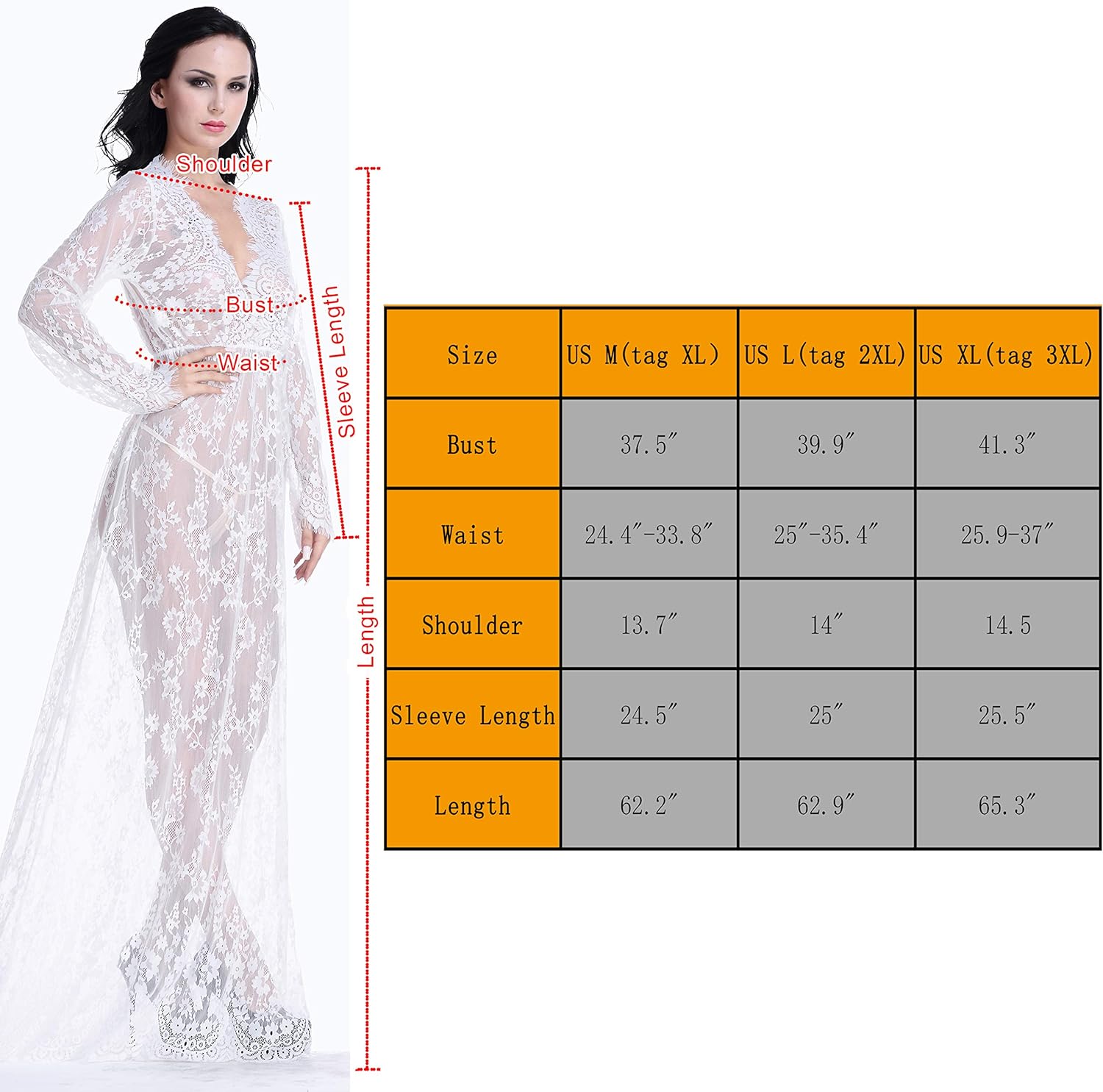 Women's Sexy See-Through Lace Babydoll Nightwear Long Gown Lingerie Dress: Clothing