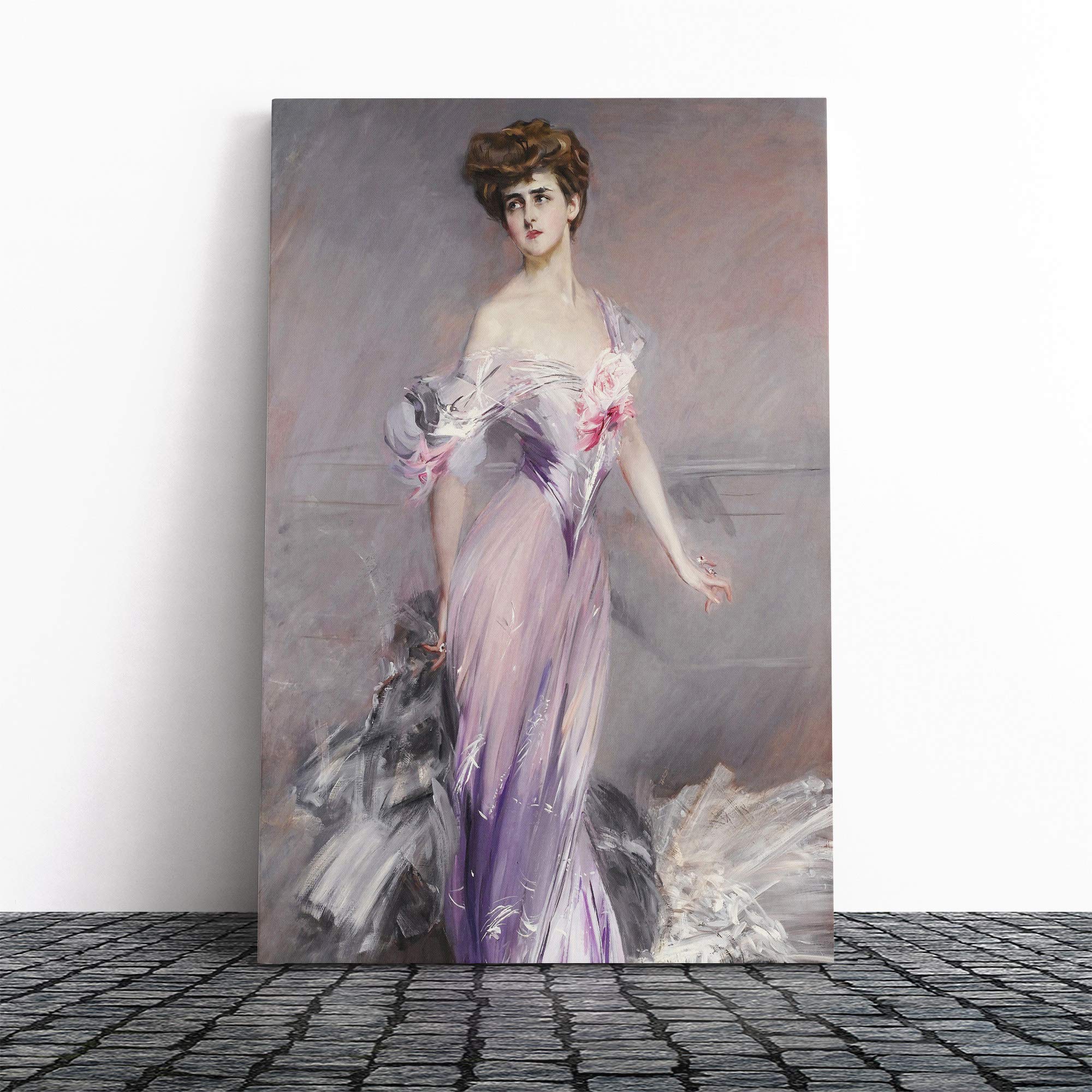 Giovanni Boldini Portrait of Mrs Howard-Johnstone Canvas Print | Gallery Wrapped 30mm Frame Wall Art | 20x14 inches | Ready to Hang | Modern People Picture | Living Room Bedroom Lounge Office