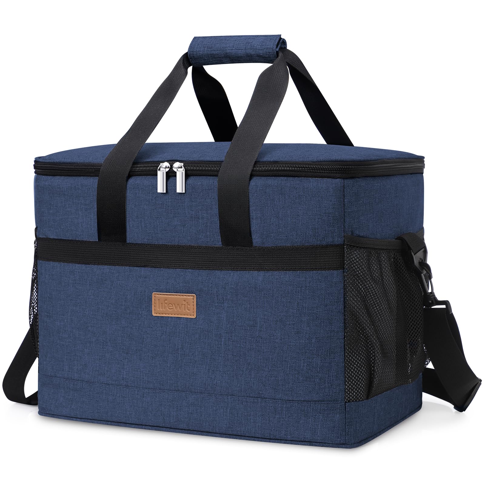 Lifewit Soft Cooler Bag with Hard Liner, Large Insulated Picnic Lunch Bag Box Soft-Sided Cooling Bag for Camping/BBQ/Family Outdoor Activities, Dark Blue