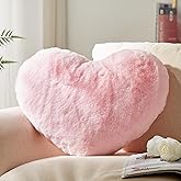 YRXRUS Valentines Heart Pillows, Love Heart Shaped Pillow, Small Cute Pink Heart Pillows for Gifts, Faux Rabbit Throw Pillows for Her, Kids, Girls Home Decoration, 10X11 Inch