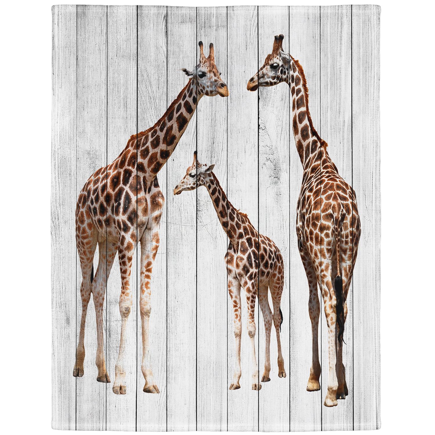 YISUMEI Blanket 150 x 200 cm Soft Flannel Fleece Blanket Throw Giraffe Wood Grain