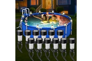 Niuyhe Above Ground Pool Lights, Solar Framed Pool Light, Outdoor Swimming Pool Fence Decoration Accessories, 12 Pcs Waterproof LED Pool Enclosure Warm Lighting Decor Lights