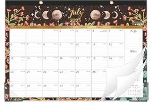 BUSHYPUSHY 2025-2026 desk calendar - 18 Monthly Desk/Wall Calendar, Jul 2025 - Dec 2026, Desk Calendar 2025-2026, 16.8" x 12", Thick Paper with Corner Protectors, Large Ruled Blocks - The Moon