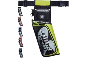 Legend XT420 Field Quiver - Left or Right-Handed Quiver Arrow Holder, Archery Quiver with 3 Arrow Tube, Durable Nylon Hip Quivers with Multiple Pockets for Archery Accessories, Score Card & Tools