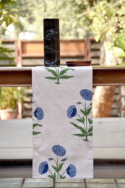 The Shop Hand Screen Print Cotton Reversible 6 Seater Long Table Runner for Office Kitchen Dining Wedding Party Home Decor 13x72